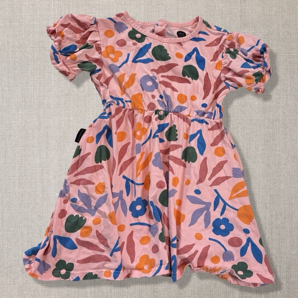 Dot Australia Floral Print Puff Sleeve Dress Pink Size 7 Girls